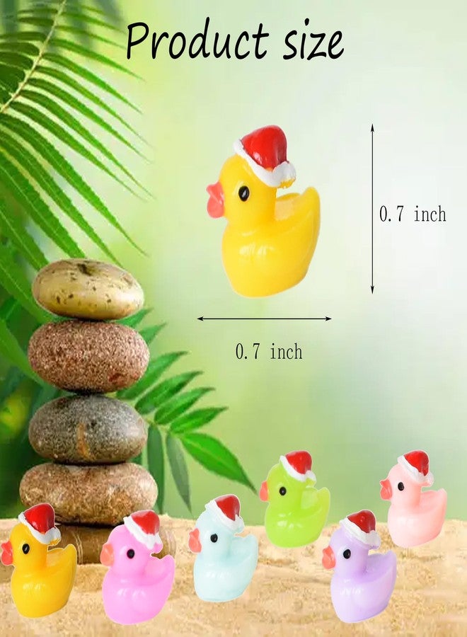 Tindobewan 50 PCS Tiny Ducks Mini Resin Ducks Miniature Christmas Hat Duck Figures Ornament for Xmas, Craft, Dollhouse, Slime, Home Decorations（Multi Color） - Image 2
